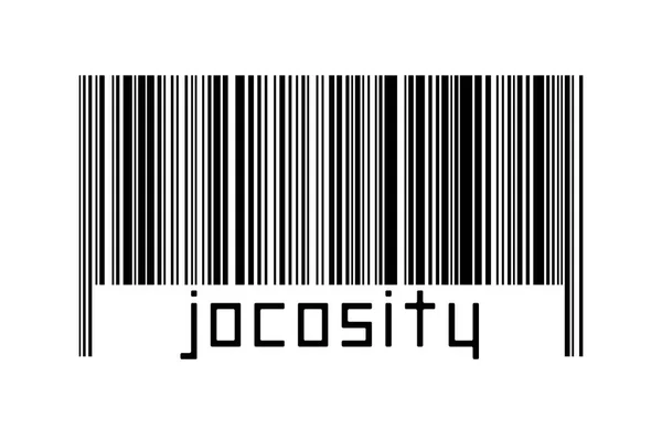 Barcode Witte Achtergrond Met Onderstaande Inscriptie Jocosity Begrip Handel Mondialisering — Stockfoto