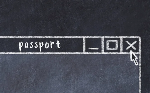 Κλείσιμο Παραθύρου Προγράμματος Περιήγησης Διαβατήριο Τίτλου Ζωγραφική Κιμωλίας Έννοια Της — Φωτογραφία Αρχείου