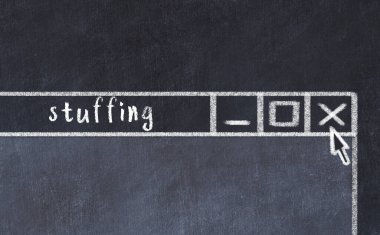 Tarayıcı penceresini sayfa başlığı doldurma ile kapatmanın tebeşir çizimi  