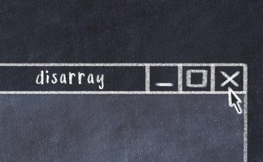 Tarayıcı penceresini sayfa başlığı yazma düzensizliği ile kapatmanın tebeşir çizimi  