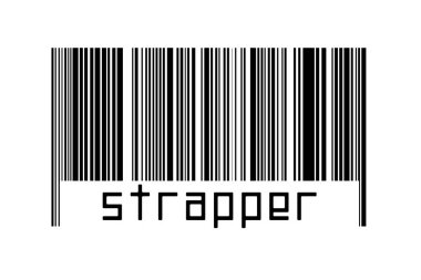 Dijitalleştirme kavramı. Altında yazı askısı olan siyah yatay çizgilerin barkodu.