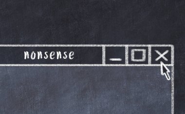 Tarayıcı penceresini başlık saçmalığıyla kapatılıyor. Tebeşir çizimi. Sorunlarla başa çıkma kavramı