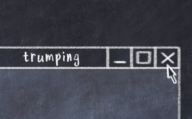 Tarayıcı penceresinin sayfa başlığı yazıtla kapatılmasının tebeşir çizimi  