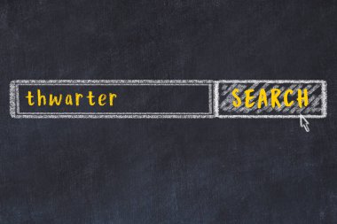 Engel olma düşüncesi. Arama motorunun tebeşir çizimi ve tahtadan yapılmış yazı tahtası