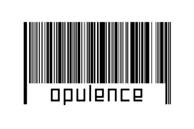Beyaz arka planda barkod ve aşağıda yazıt zenginliği var. Ticaret ve küreselleşme kavramı