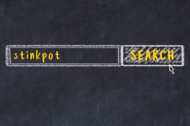 Siyah karatahtaya arama motoru çiziliyor. Kokuşmuş ot arama kavramı