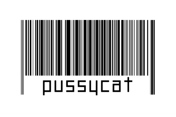 Ψηφιοποίηση Έννοια Barcode Μαύρο Οριζόντιες Γραμμές Επιγραφή Pussycat Παρακάτω — Φωτογραφία Αρχείου