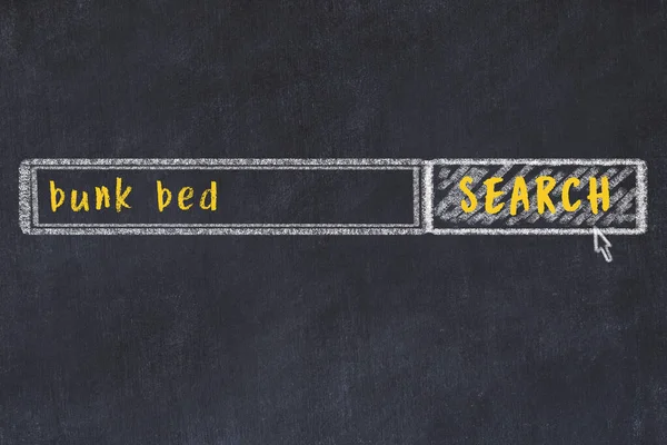 Малюнок Пошукової Системи Чорній Дошці Концепція Пошуку Двоярусного Ліжка — стокове фото