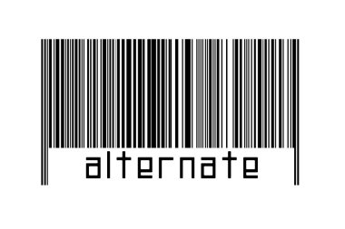 Beyaz arkaplanda barkod ve altta yazılar var. Ticaret ve küreselleşme kavramı