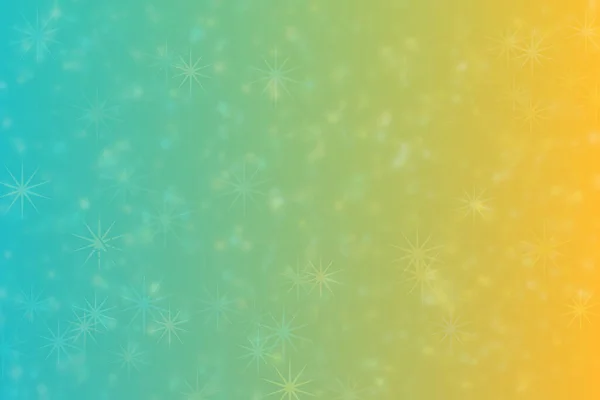 Background Gradients Yellow Cyan Colors Star Shaped Bokeh Spots — Stock Photo, Image