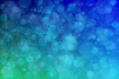 koyu mavi ve mavi soyut çıkarılmış arkaplan altıgen şekilli bokeh benekleri ile