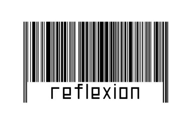 Dijitalleştirme kavramı. Altında yazıt yansıması olan siyah yatay çizgilerin barkodu.