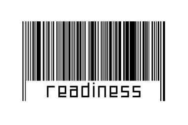 Dijitalleştirme kavramı. Altında yazı olan siyah yatay çizgilerin barkodu.