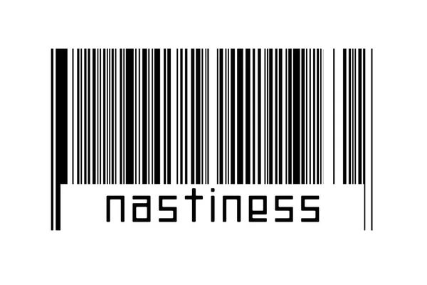 Barcode Λευκό Φόντο Επιγραφή Nastiness Παρακάτω Έννοια Του Εμπορίου Και — Φωτογραφία Αρχείου