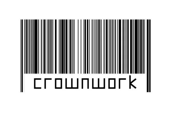 Barcode White Background Inscription Crownwork Concept Trading Globalization — Stock Photo, Image