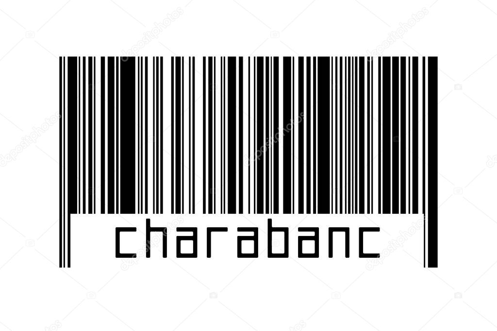 Digitalization concept. Barcode of black horizontal lines with inscription charabanc below.