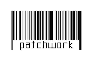 Dijitalleştirme kavramı. Altında yazı yaması olan siyah yatay çizgilerin barkodu.