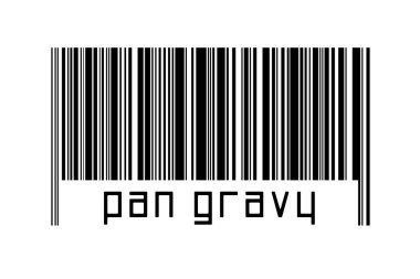 Altında yazı kabı sosu olan beyaz arka planda bir barkod. Ticaret ve küreselleşme kavramı