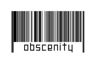 Digitalization concept. Barcode of black horizontal lines with inscription obscenity below. clipart
