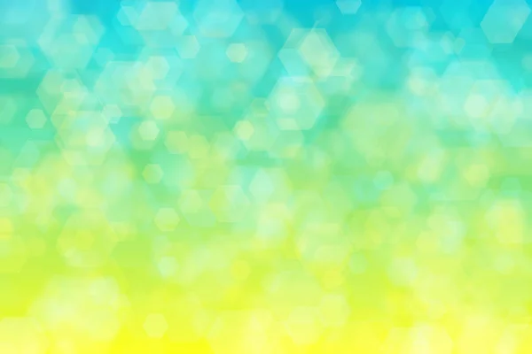 Blue Yellow Abstract Defocused Background Hexagon Shape Bokeh Spots — Stock Photo, Image