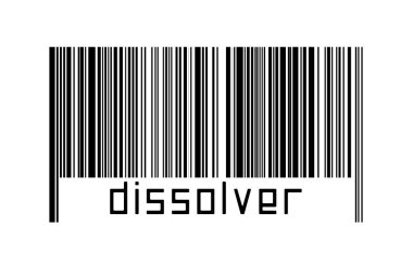 Altında yazıt çözücü olan beyaz arkaplan üzerine barkod. Ticaret ve küreselleşme kavramı