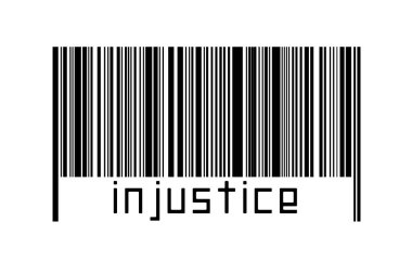 Beyaz arka planda barkod ve yazıt adaletsizliği var. Ticaret ve küreselleşme kavramı