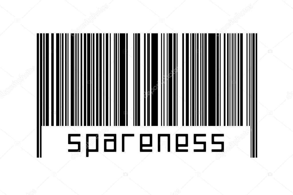 Digitalization concept. Barcode of black horizontal lines with inscription spareness below.