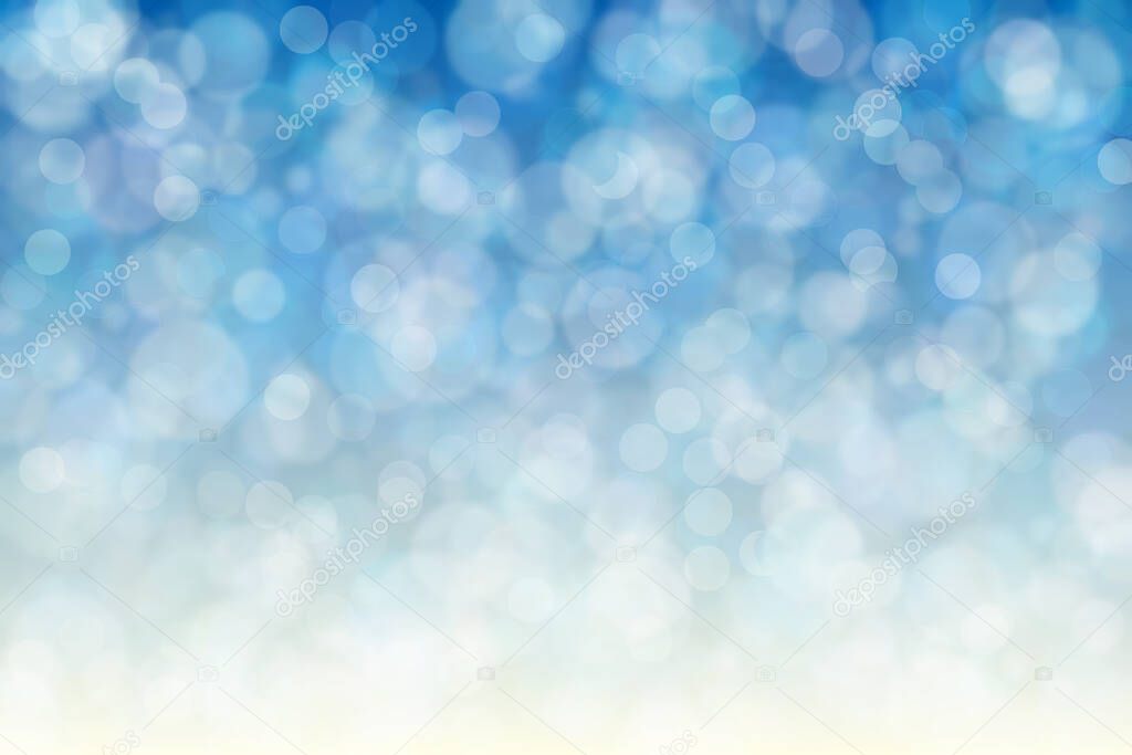 blue and beige abstract defocused background with circle shape bokeh spots
