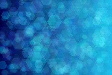 koyu mavi ve mavi soyut çıkarılmış arkaplan altıgen şekilli bokeh benekleri ile