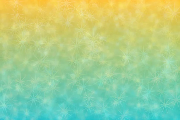 Background Gradients Yellow Cyan Colors Star Shaped Bokeh Spots — Stock Photo, Image