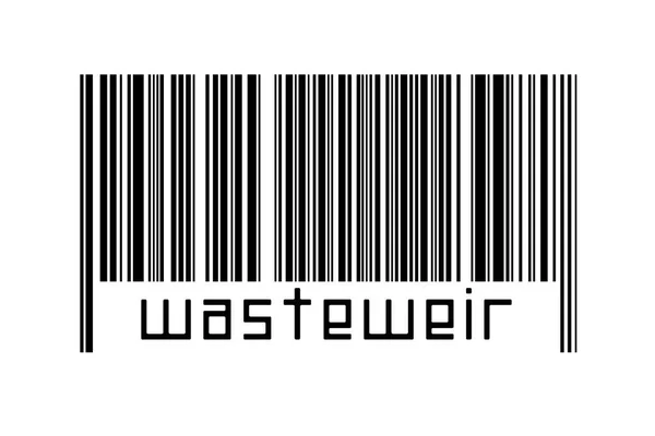 Digitalization concept. Barcode of black horizontal lines with inscription wasteweir below.
