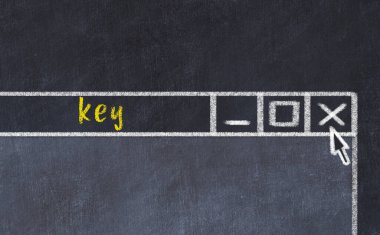 Tarayıcı penceresini sayfa başlığı yazma anahtarıyla kapatmanın tebeşir çizimi  