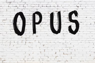 Üzerinde siyah boya bulunan beyaz tuğlalı bir duvar.