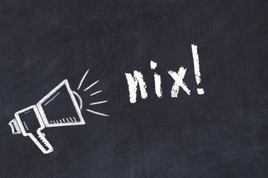 Hoparlör ve yazıt nix çizimli siyah karatahta