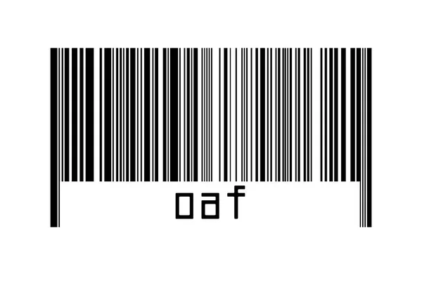 Concept Numérisation Code Barres Lignes Horizontales Noires Avec Inscription Oaf — Photo