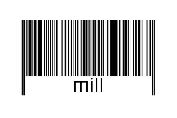 Ψηφιοποίηση Έννοια Barcode Μαύρο Οριζόντιες Γραμμές Επιγραφή Μύλος Παρακάτω — Φωτογραφία Αρχείου