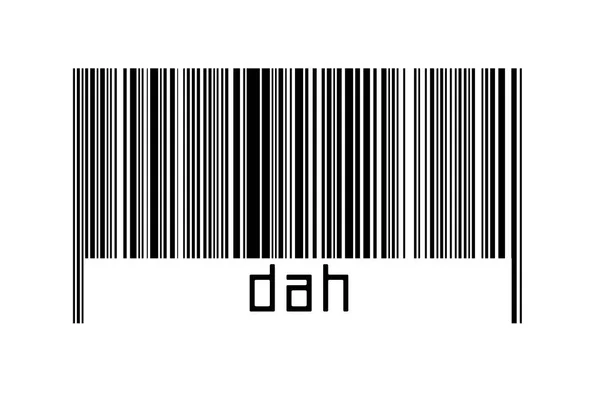 Barcode Auf Weißem Hintergrund Mit Der Aufschrift Dah Unten Konzept — Stockfoto