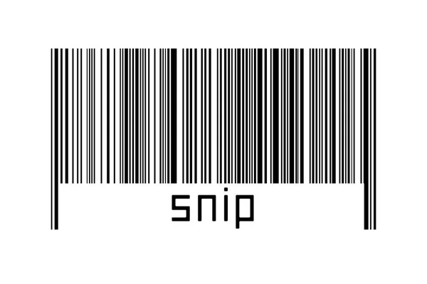 Barcode Auf Weißem Hintergrund Mit Inschriftenschnipsel Unten Konzept Des Handels — Stockfoto