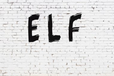 Beyaz tuğla duvara siyah boyayla yazılmış bir elf..