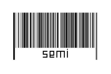 Beyaz arkaplanda barkod ve altta yazılar var. Ticaret ve küreselleşme kavramı