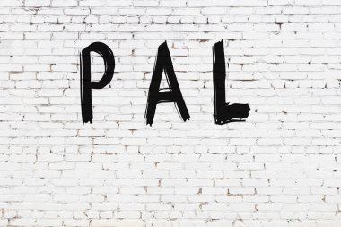 Yazı arkadaşı, beyaz duvara siyah boya ile yazılmış..