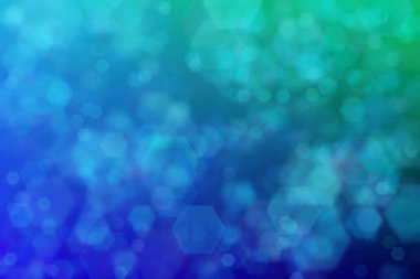 koyu mavi ve mavi soyut çıkarılmış arkaplan altıgen şekilli bokeh benekleri ile