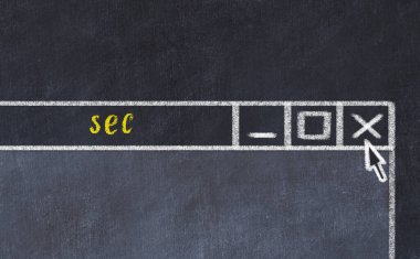 Tarayıcı penceresini sayfa başlığı yazma sekmesiyle kapatmanın tebeşir çizimi  