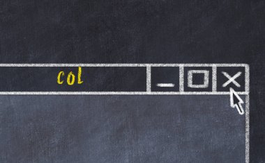 Tarayıcı penceresini altyazı ile kapatılıyor. Tebeşir çizimi. Sorunlarla başa çıkma kavramı