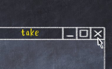 Tarayıcı penceresinin sayfa başlığı yazısıyla kapatılmasının tebeşir çizimi  