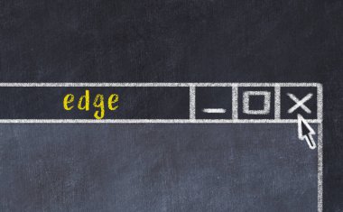 Tarayıcı penceresinin sayfa başlığı yazma kenarıyla kapatılmasının tebeşir çizimi  