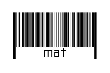 Altında yazı paspası olan beyaz arkaplan üzerine barkod. Ticaret ve küreselleşme kavramı