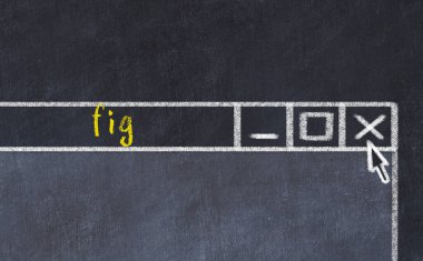 Tarayıcı penceresini altyazı inciri ile kapatılıyor. Tebeşir çizimi. Sorunlarla başa çıkma kavramı