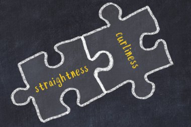 Ploblem çözülüyor. Kara karatahta düz ve kıvrımlı iki bulmacanın tebeşir çizimi