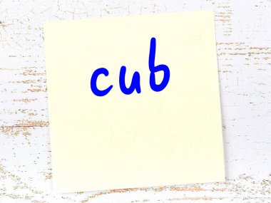 Tahta duvarda el yazısıyla yazılmış sarı yapışkan bir not var.